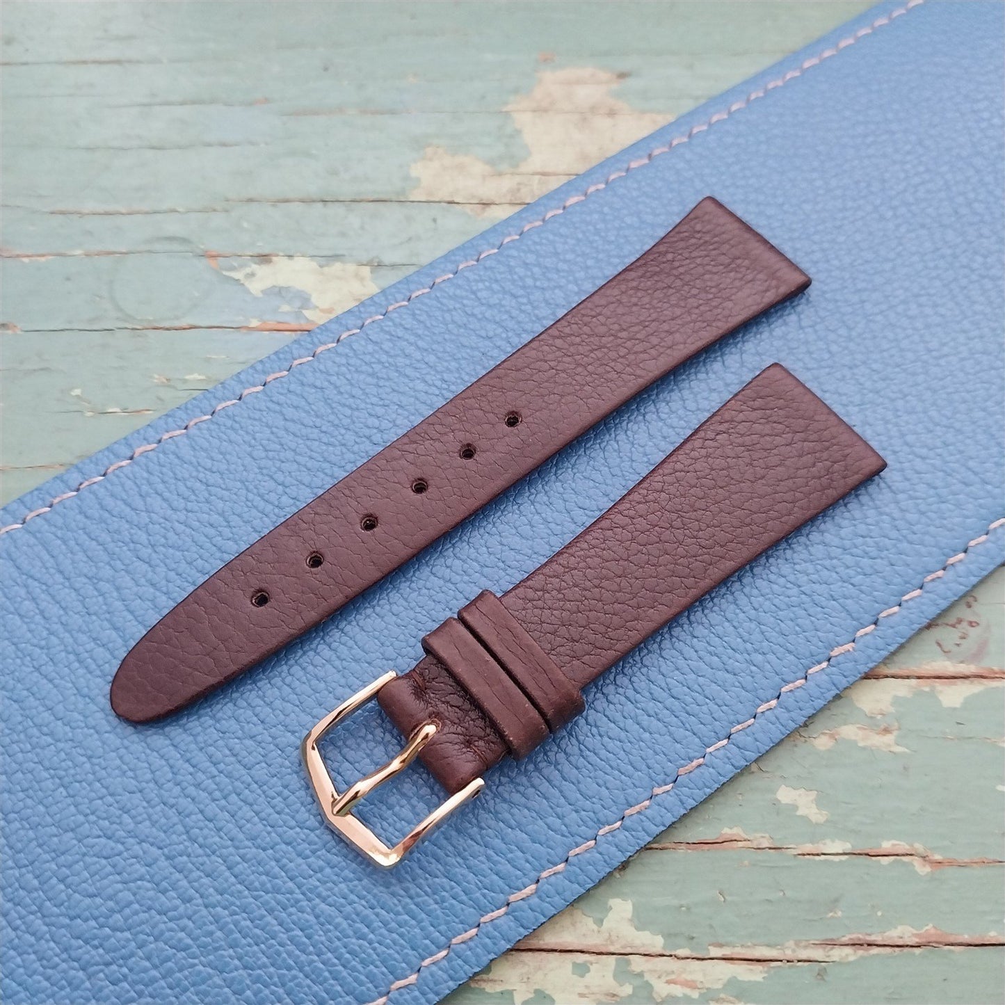 19mm Leather Downing Italy Short Tapered Unused Vintage Watch Strap