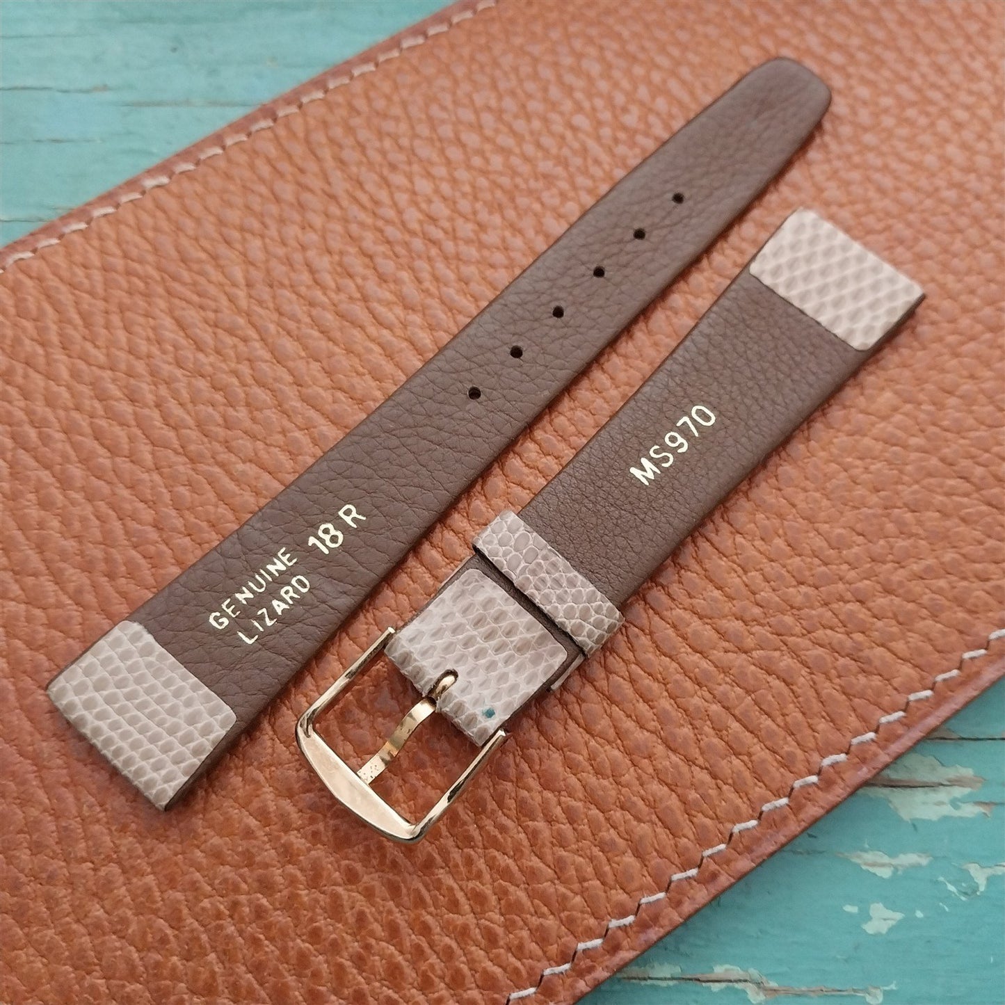 18mm Hadley Roma Natural Lizard nos Unused Vintage Watch Strap
