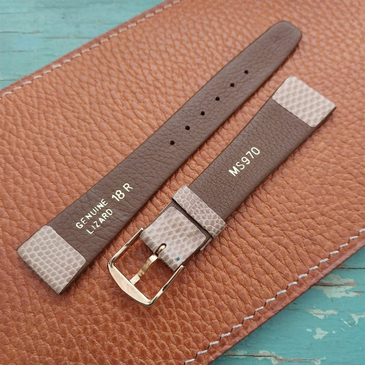 18mm Hadley Roma Natural Lizard nos Unused Vintage Watch Strap