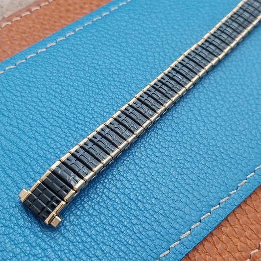 Vintage 10mm-13mm Ladies Speidel Black & Gold Tone Romunda Unused Watch Band