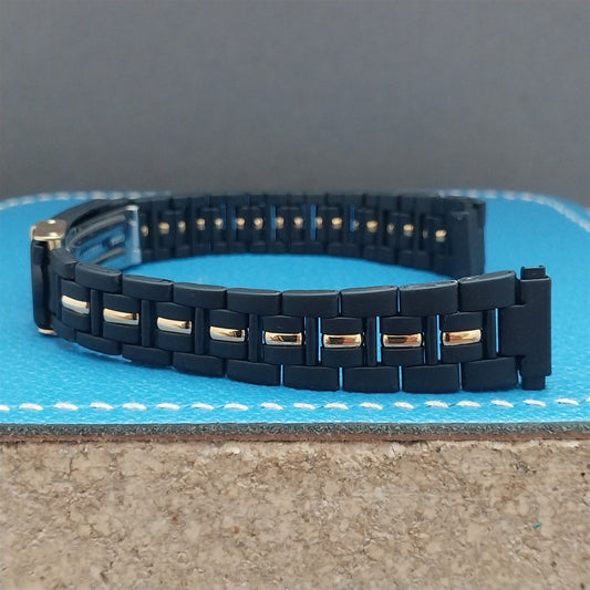 12mm 13mm 14mm Ladies Speidel Hirsch Black & Gold-Tone Vintage Watch Band