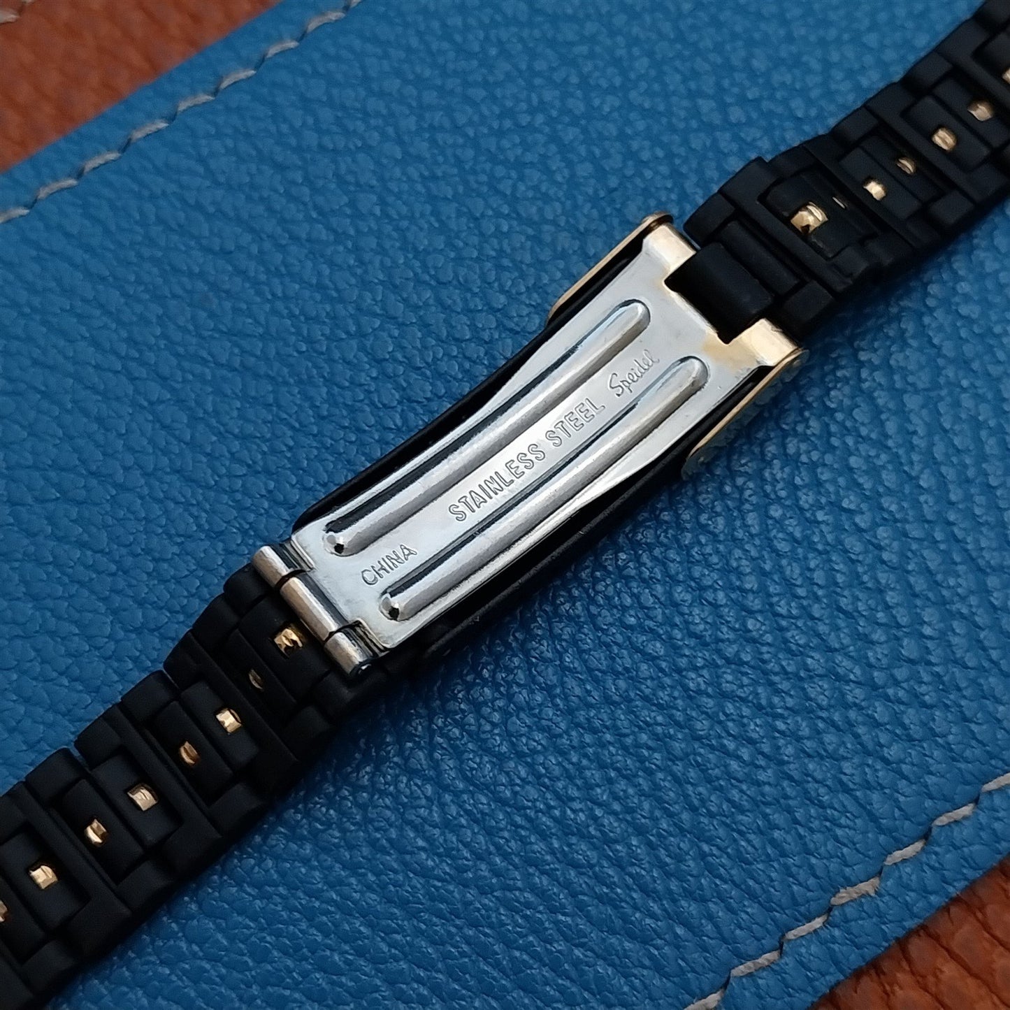 12mm 13mm 14mm Ladies Speidel Hirsch Black & Gold-Tone Vintage Watch Band