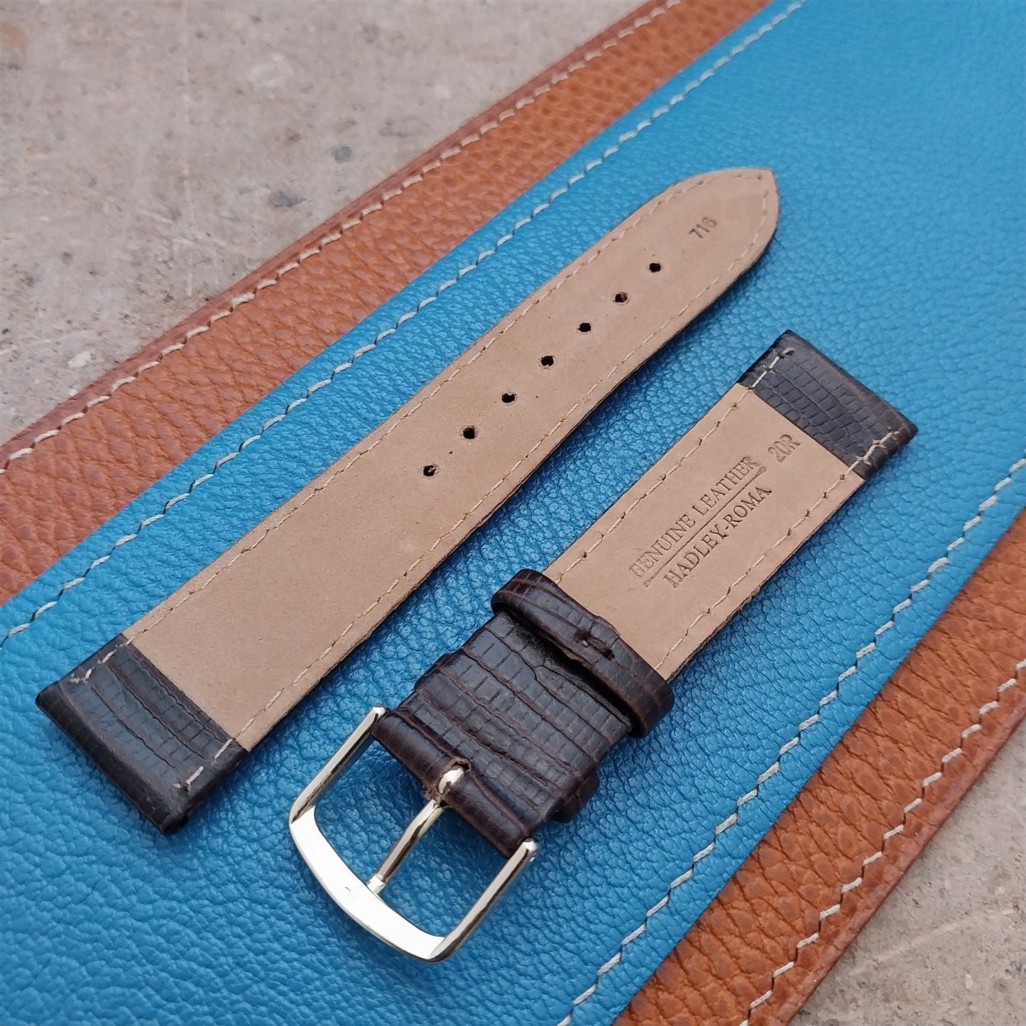 20mm Hadley Roma Brown Lizard-Grain Unused Vintage Watch Strap