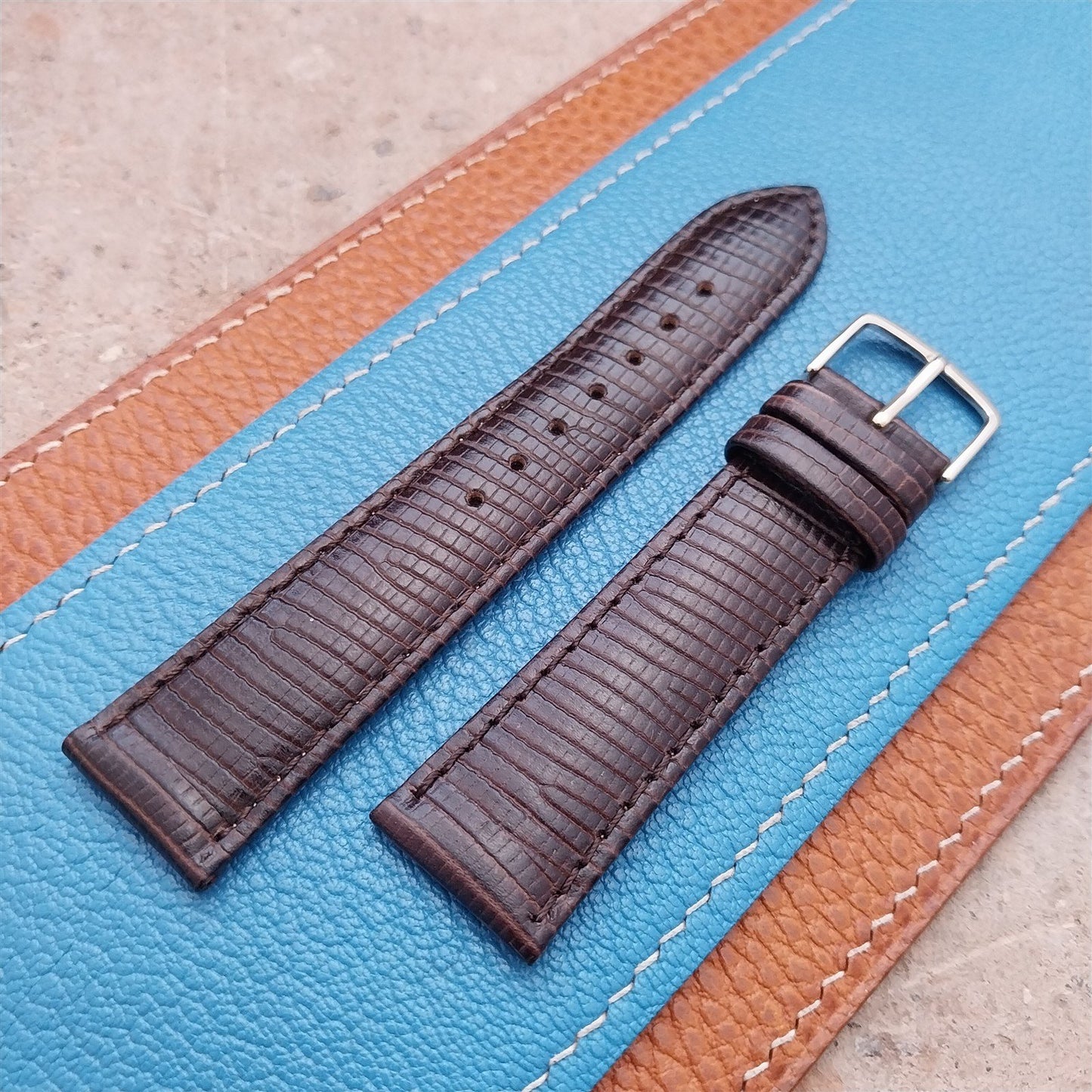 20mm Hadley Roma Brown Lizard-Grain Unused Vintage Watch Strap