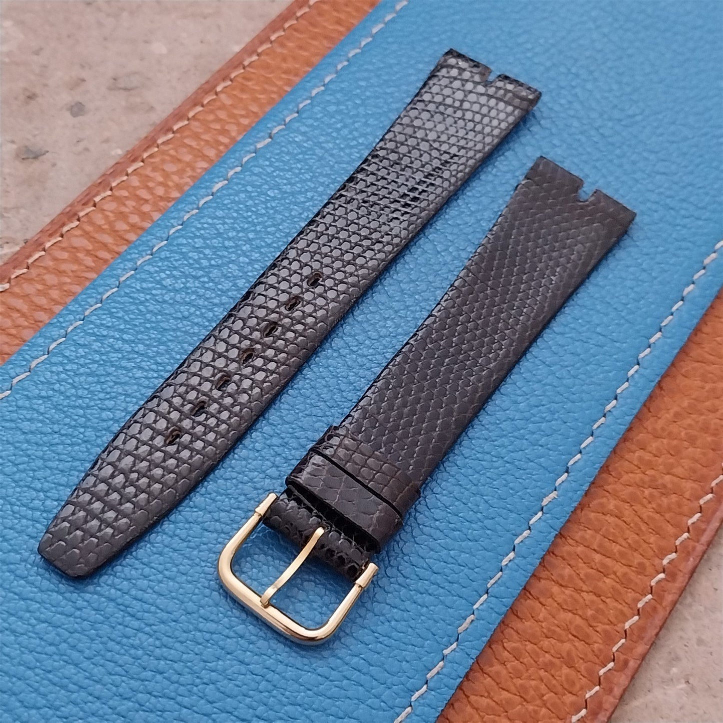18mm Hadley Roma Gucci Cut Brown Lizard nos Unused Vintage Watch Strap