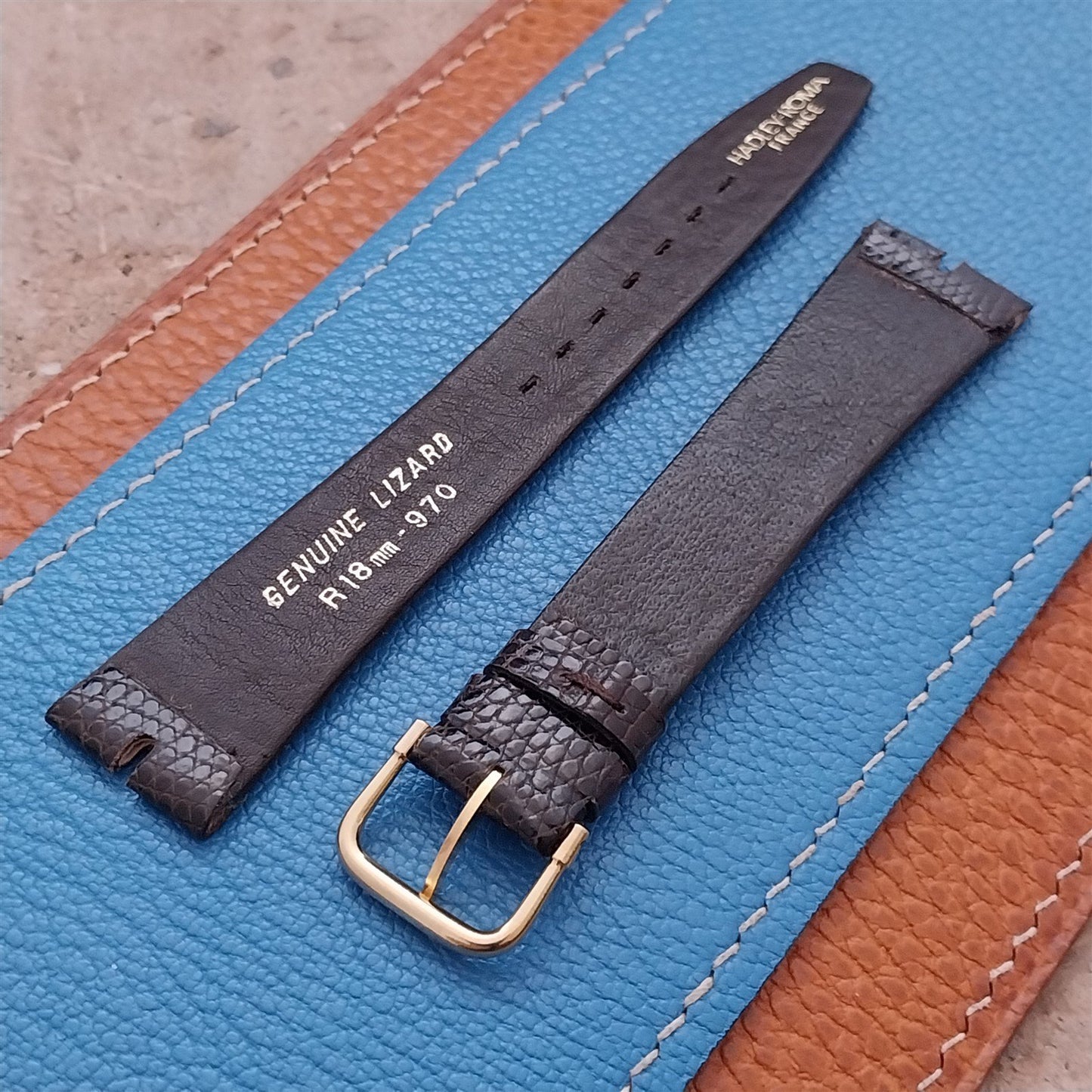 18mm Hadley Roma Gucci Cut Brown Lizard nos Unused Vintage Watch Strap