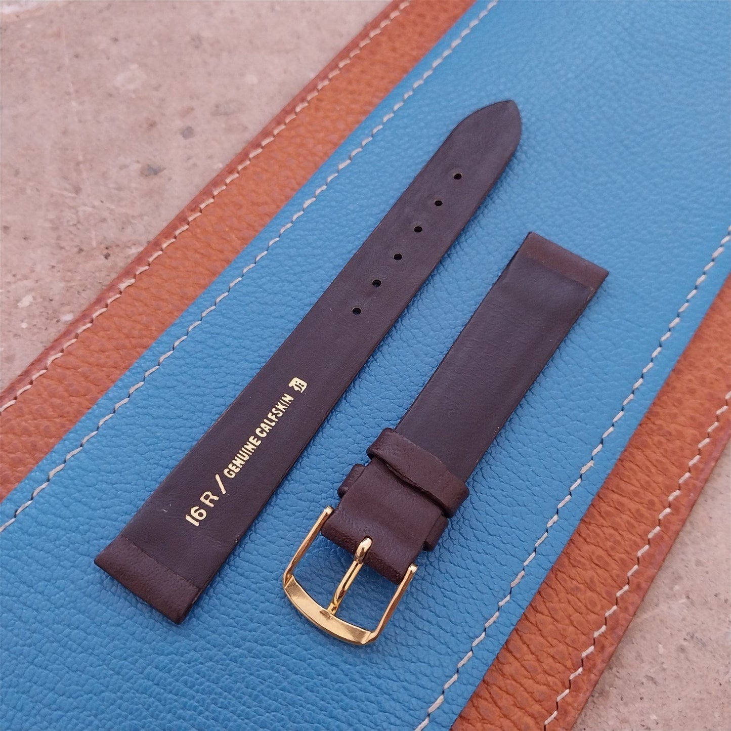 16mm Downing Brown Calf Leather Unused 1970s Vintage Watch Strap
