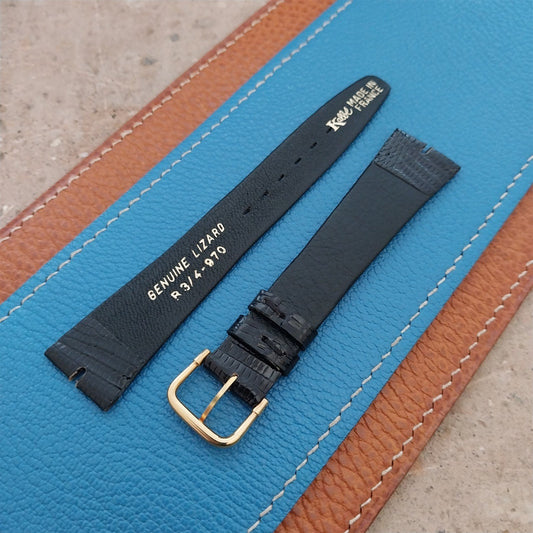 19mm Hadley Roma Gucci Cut Black Lizard nos Unused Vintage Watch Strap