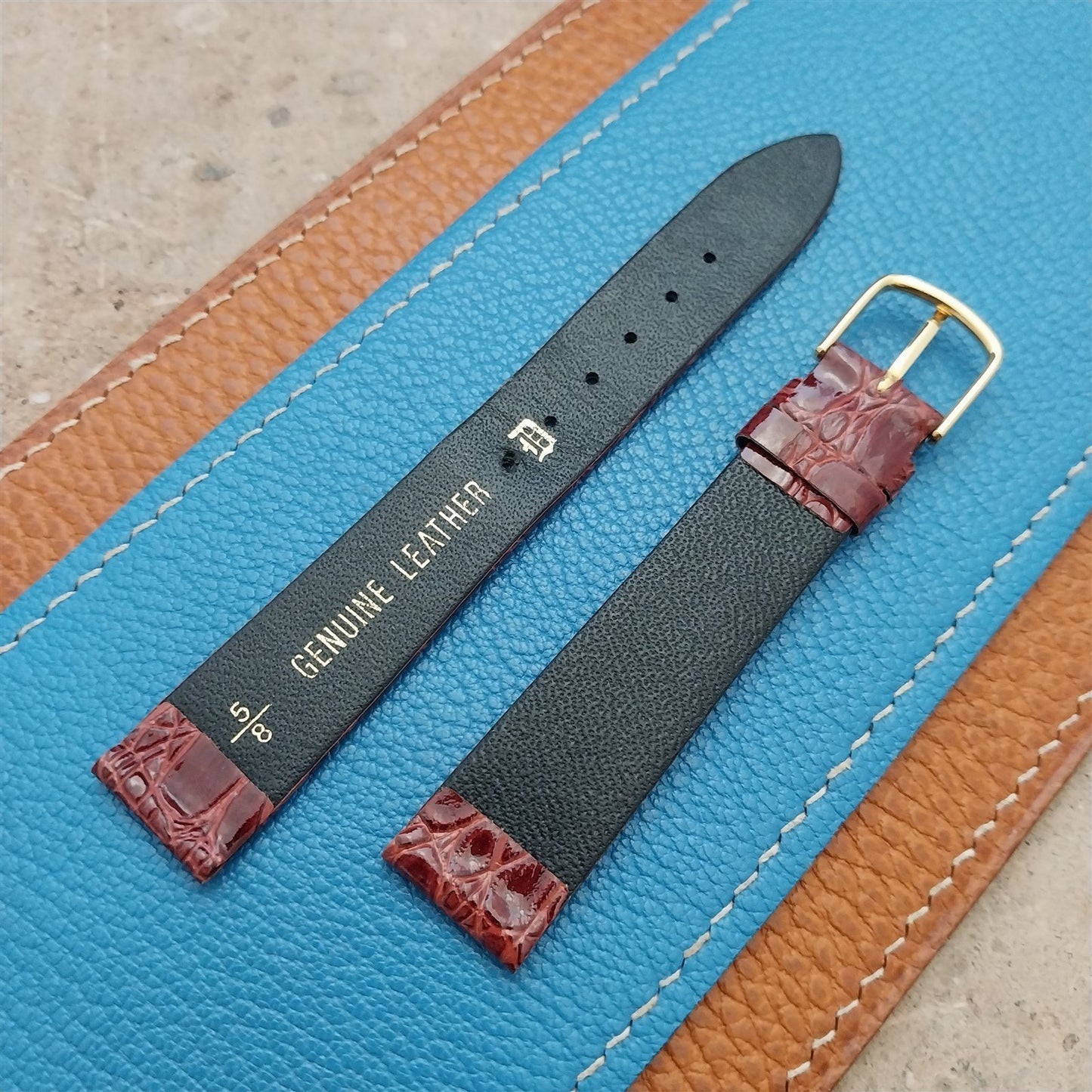 5/8" Downing Classic Croco-Grain Leather Unused Vintage Watch Strap