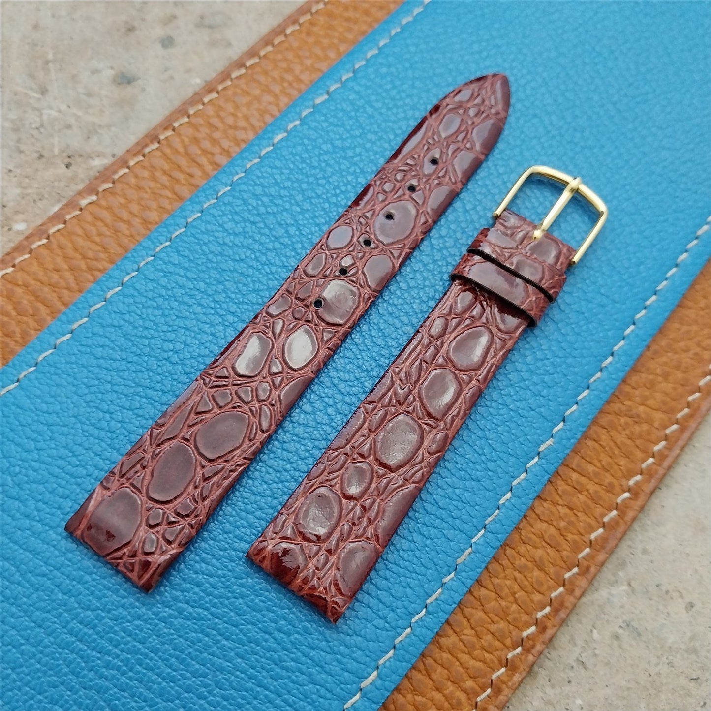 5/8" Downing Classic Croco-Grain Leather Unused Vintage Watch Strap