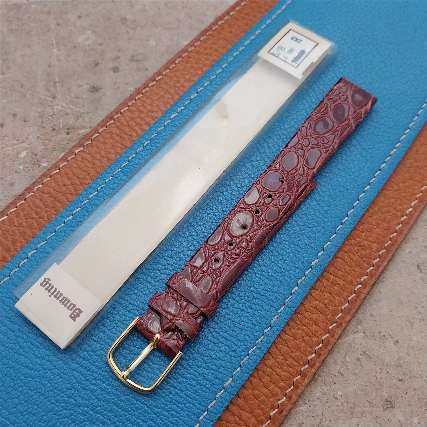5/8" Downing Classic Croco-Grain Leather Unused Vintage Watch Strap