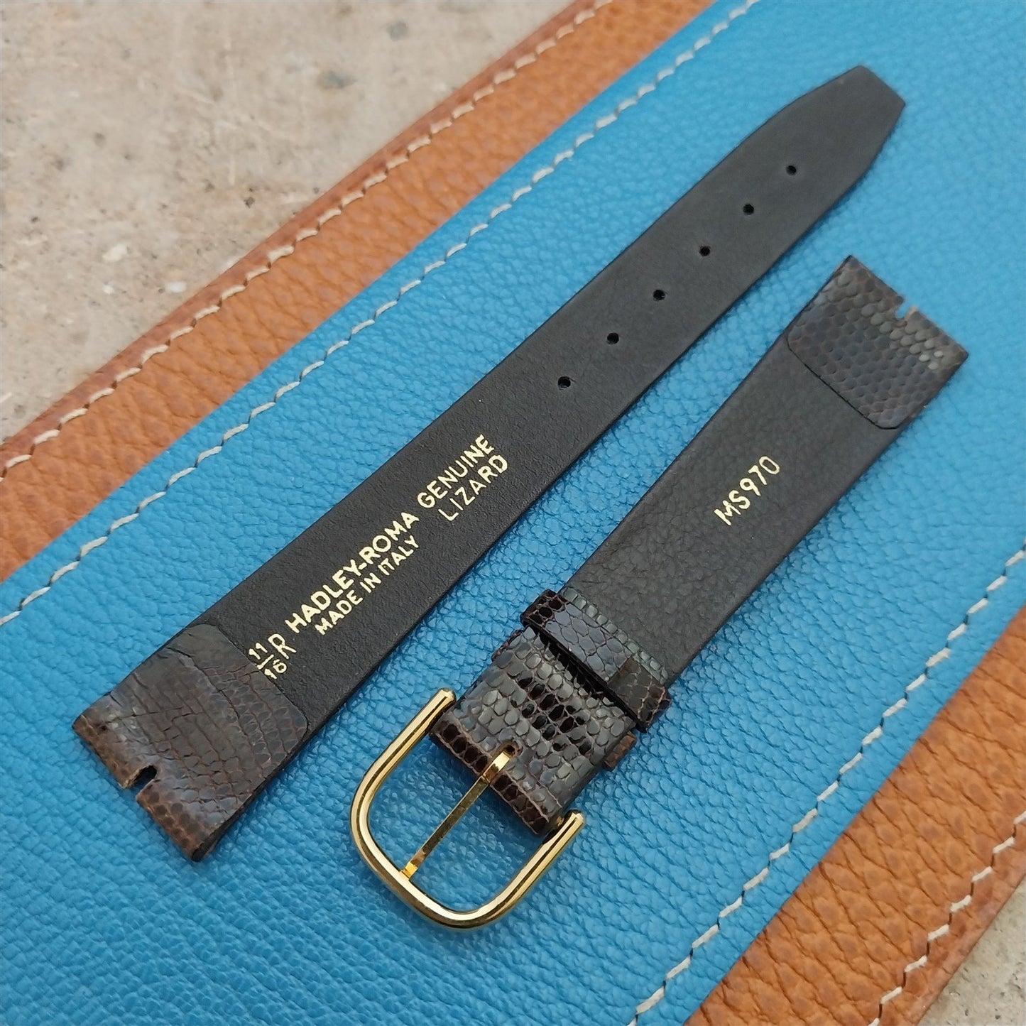 18mm Hadley Roma Gucci Cut Brown Lizard nos Unused Vintage Watch Strap