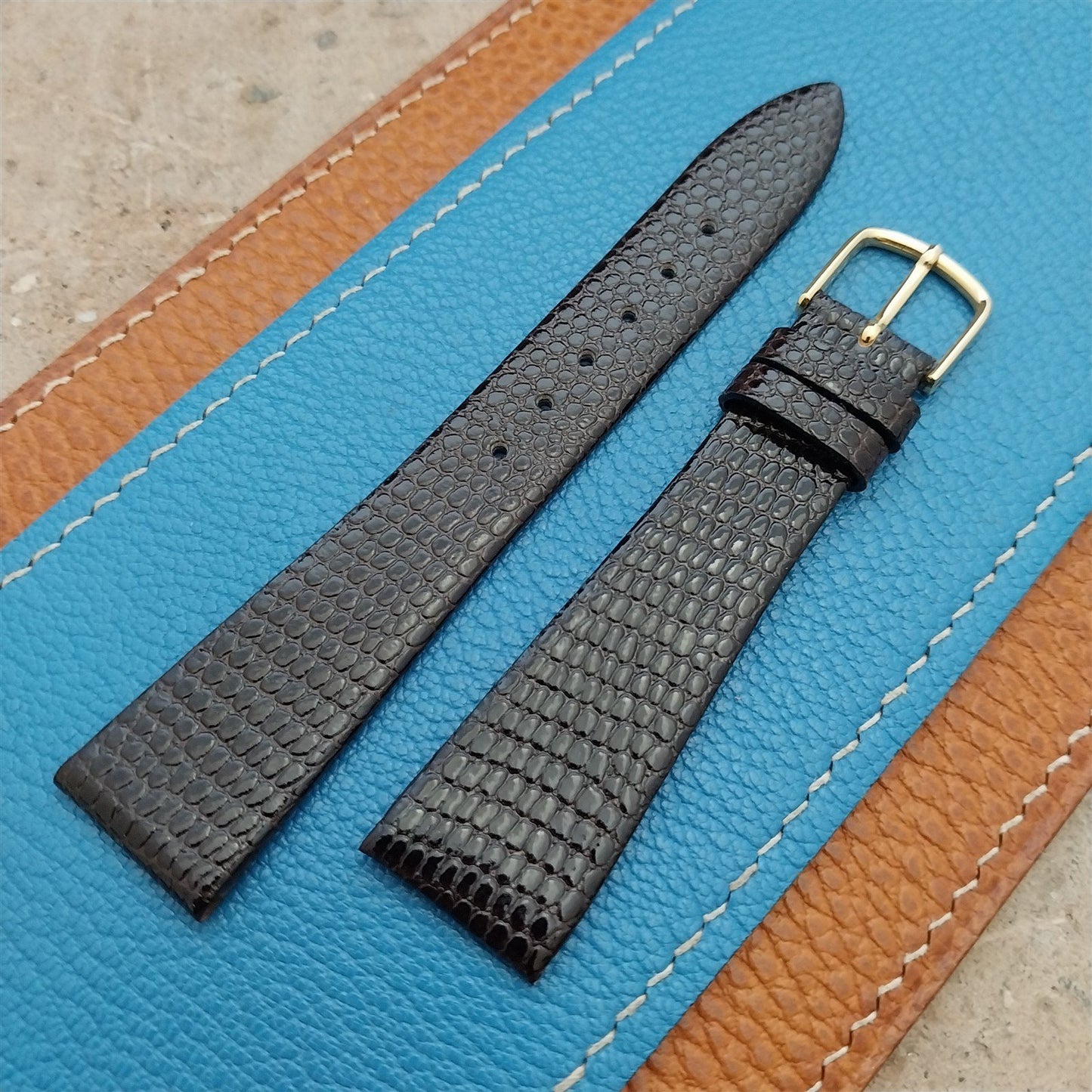 3/4" Downing Brown Lizard Calf Tapered nos Unused Vintage Watch Strap