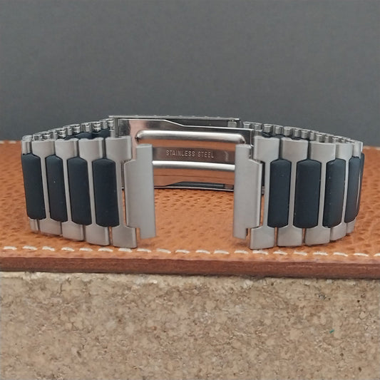 Black Stainless Steel 19mm Flared Unused nos Vintage Watch Band