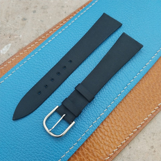 19mm Kalbe France Black Satin Tapered 1970s nos Vintage Watch Strap