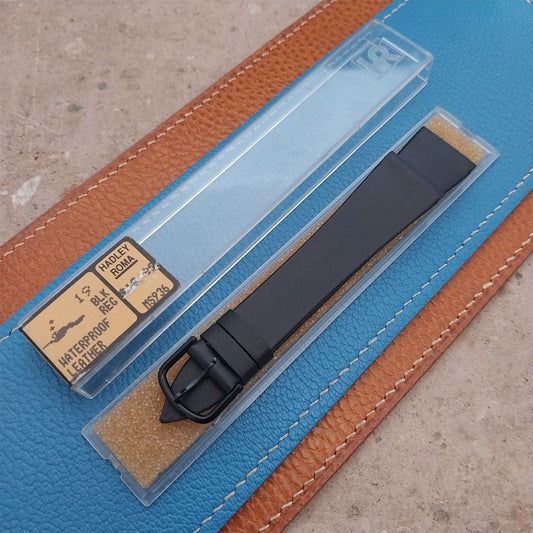 19mm Hadley Roma France Tapered Black Leather 19/14 Unused Watch Strap