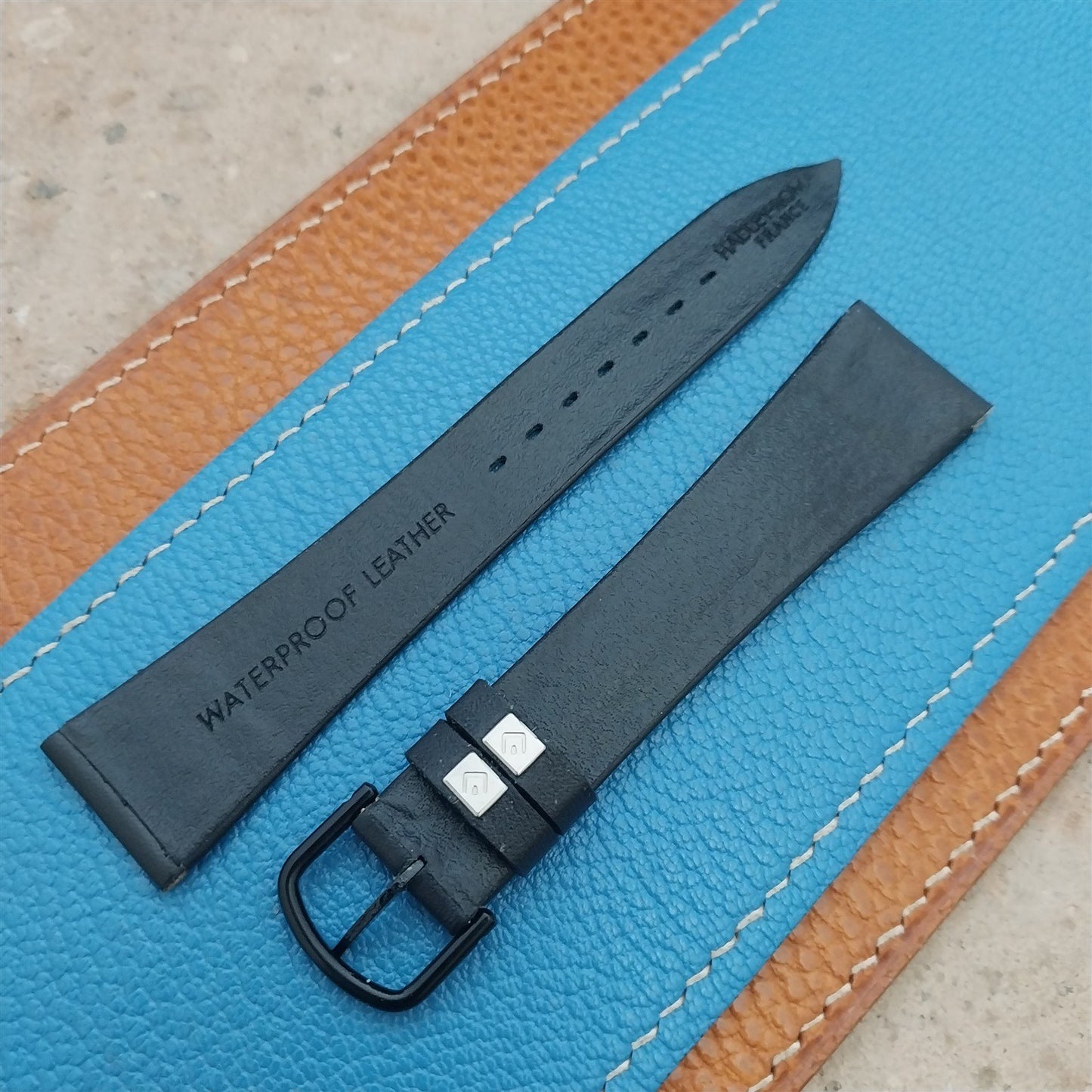 19mm Hadley Roma France Tapered Black Leather 19/14 Unused Watch Strap