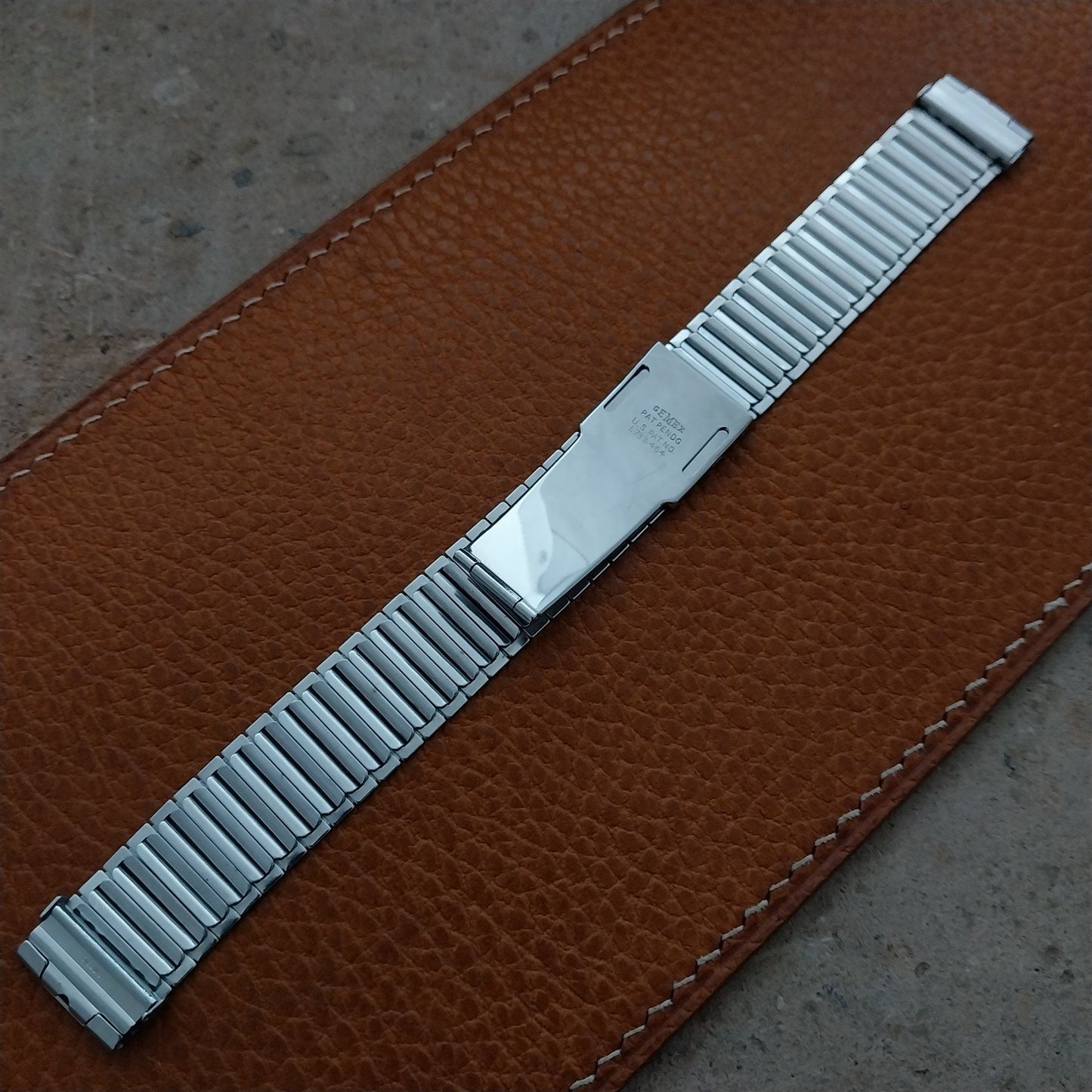 5/8" 1920s-1930s Gemex Chromium Art Deco Bamboo Brick Link Vintage Watch Band