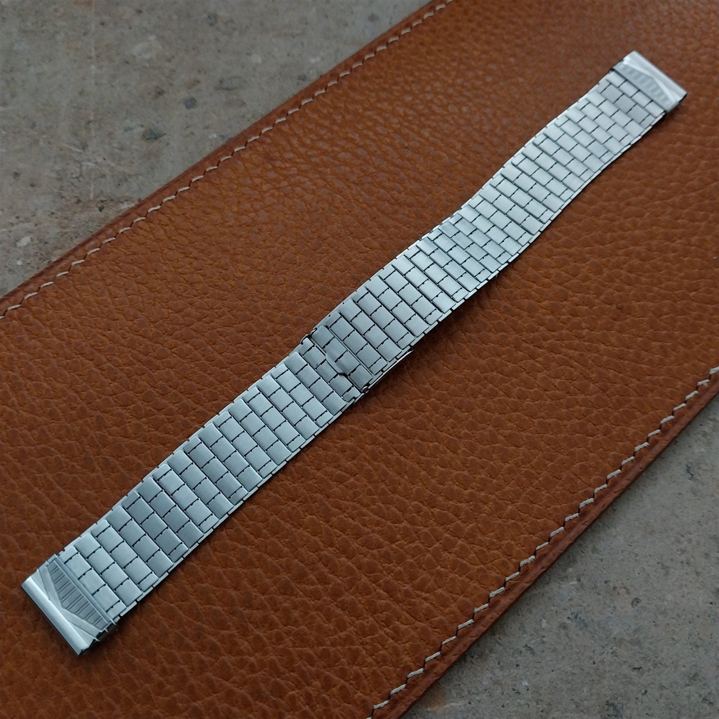 5/8" 1920s-1930s Gemex Chromium Art Deco Bamboo Brick Link Vintage Watch Band