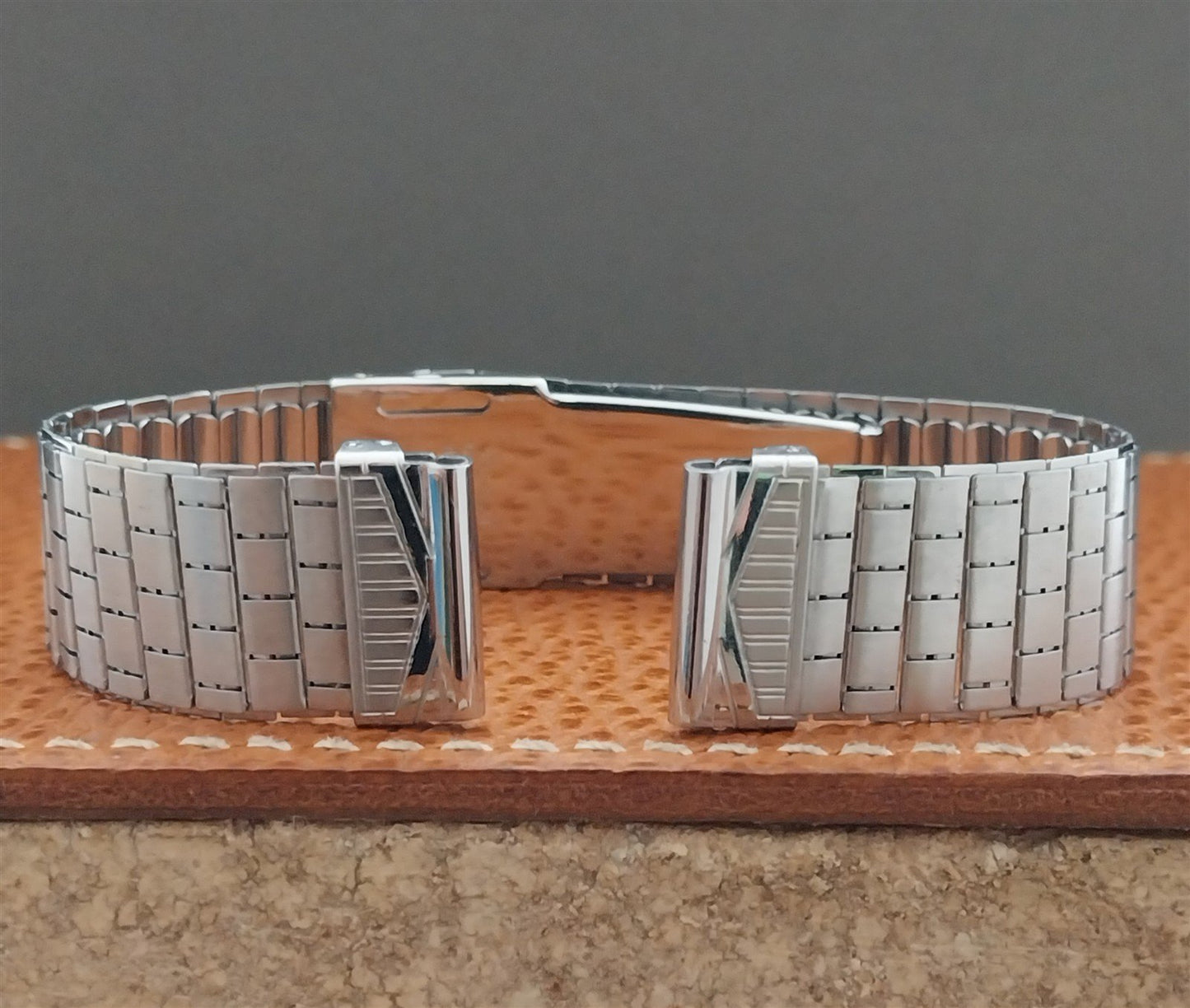 5/8" 1920s-1930s Gemex Chromium Art Deco Bamboo Brick Link Vintage Watch Band