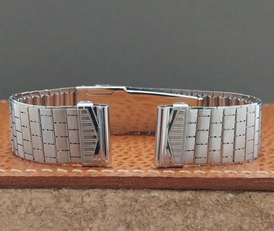 5/8" 1920s-1930s Gemex Chromium Art Deco Bamboo Brick Link Vintage Watch Band