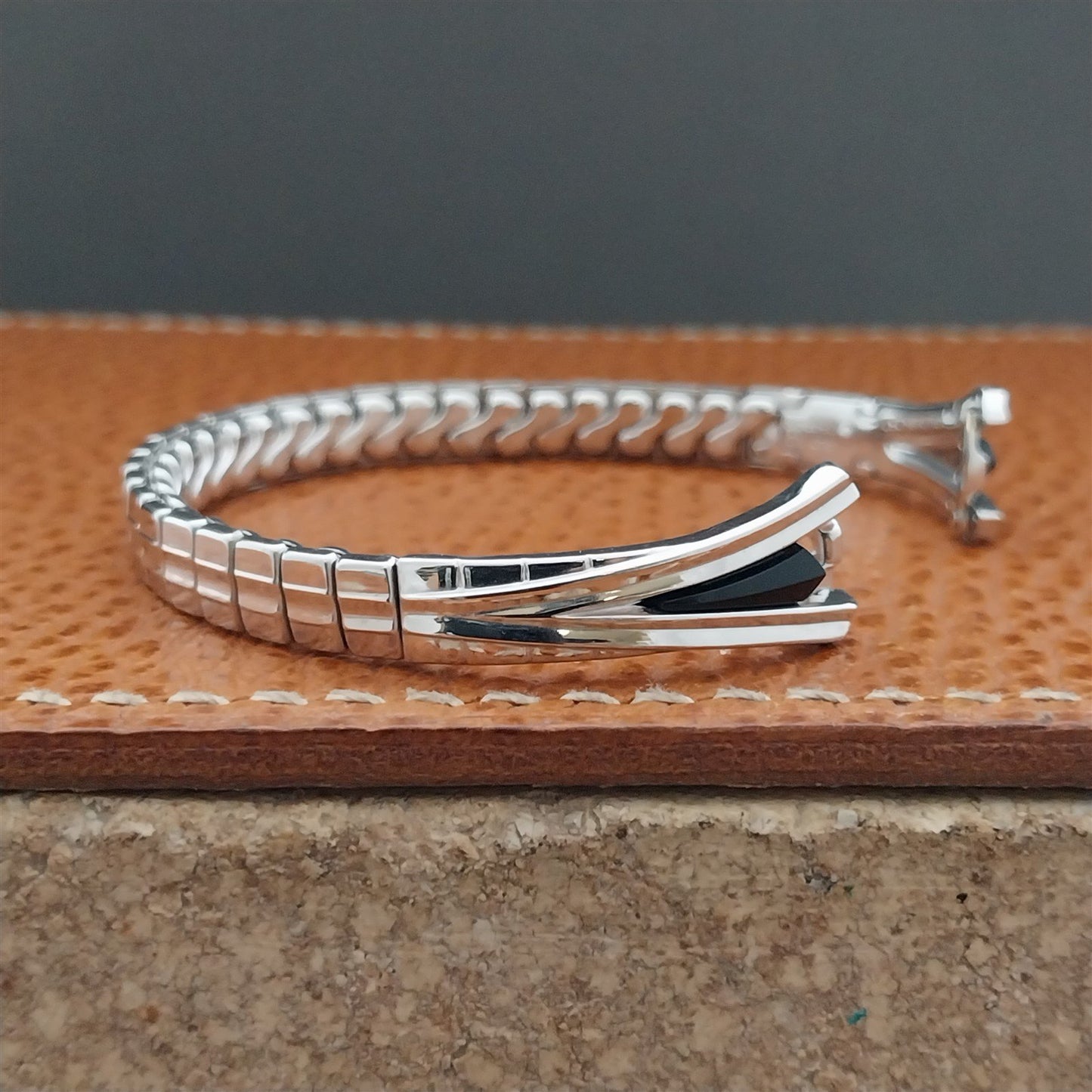 Ladies White Gold-Fill Speidel nos 1950s Vintage Cocktail Watch Band