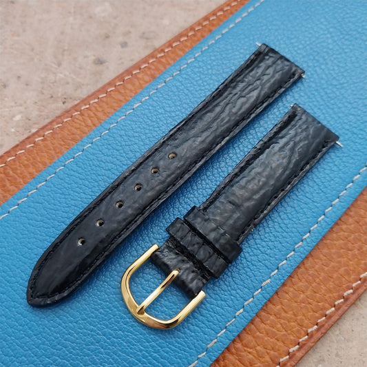 18mm Kreisler Black Shark NOS Vintage Watch Band & Gold-Tone Buckle