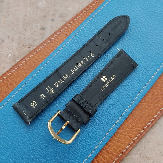 18mm Kreisler Black Shark NOS Vintage Watch Band & Gold-Tone Buckle