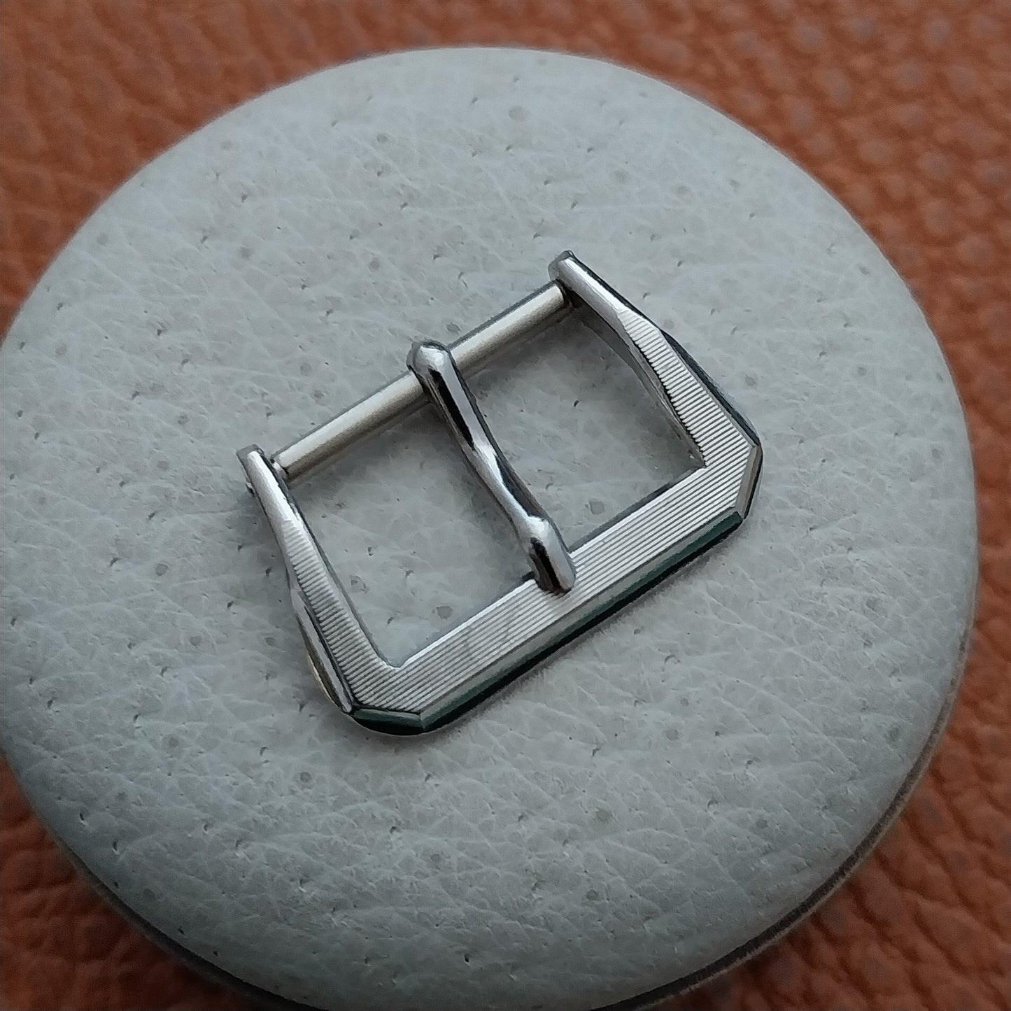 16mm 1970s Vintage White Gold-Tone Classic Unused Watch Strap Buckle