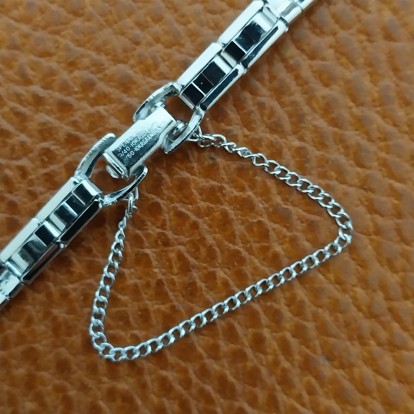 1960s Ladies White RGP Speidel Domino Vintage Cocktail Watch Band