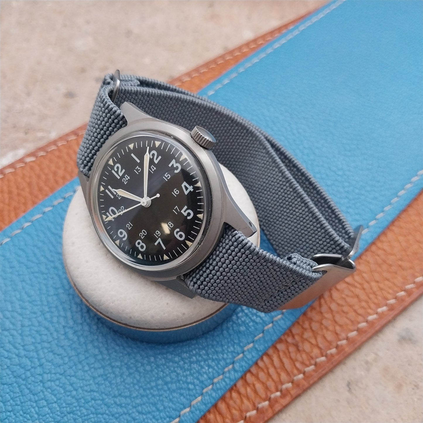 18mm Marine Nationale MN Parachute Gray Elastic Field Watch Strap
