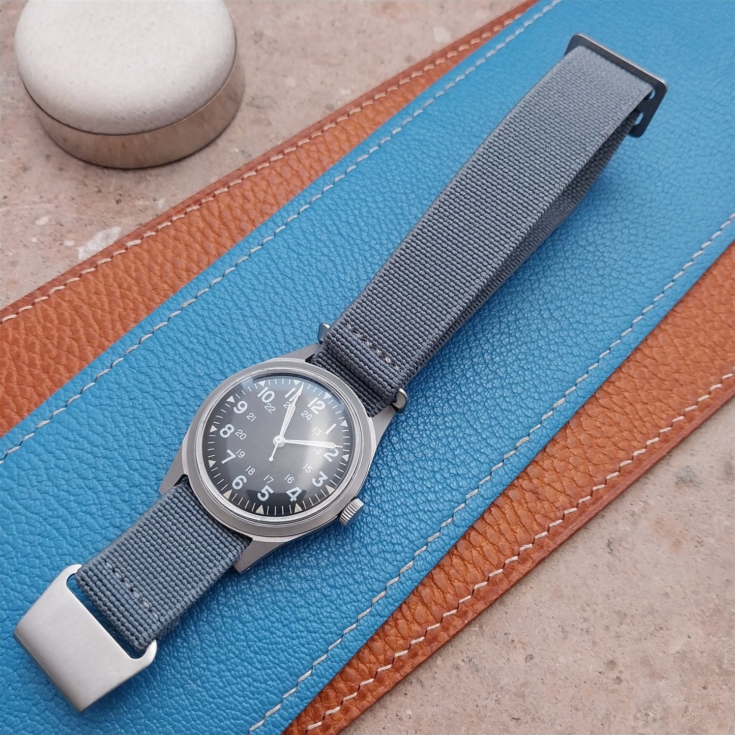 18mm Marine Nationale MN Parachute Gray Elastic Field Watch Strap