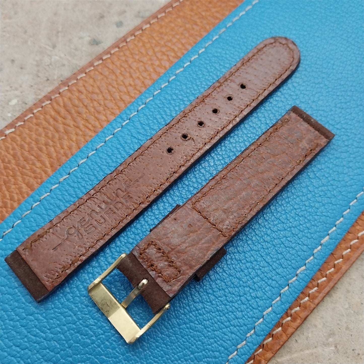 5/8" Brown Suede Single-Keeper nos Unused 1950s Vintage Watch Strap