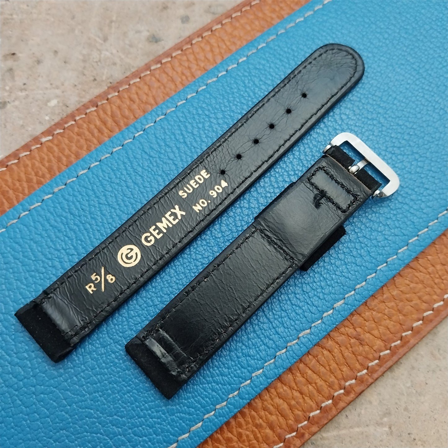 Vintage 5/8" Gemex Unpadded Suede Unused Classic 1950s Watch Strap