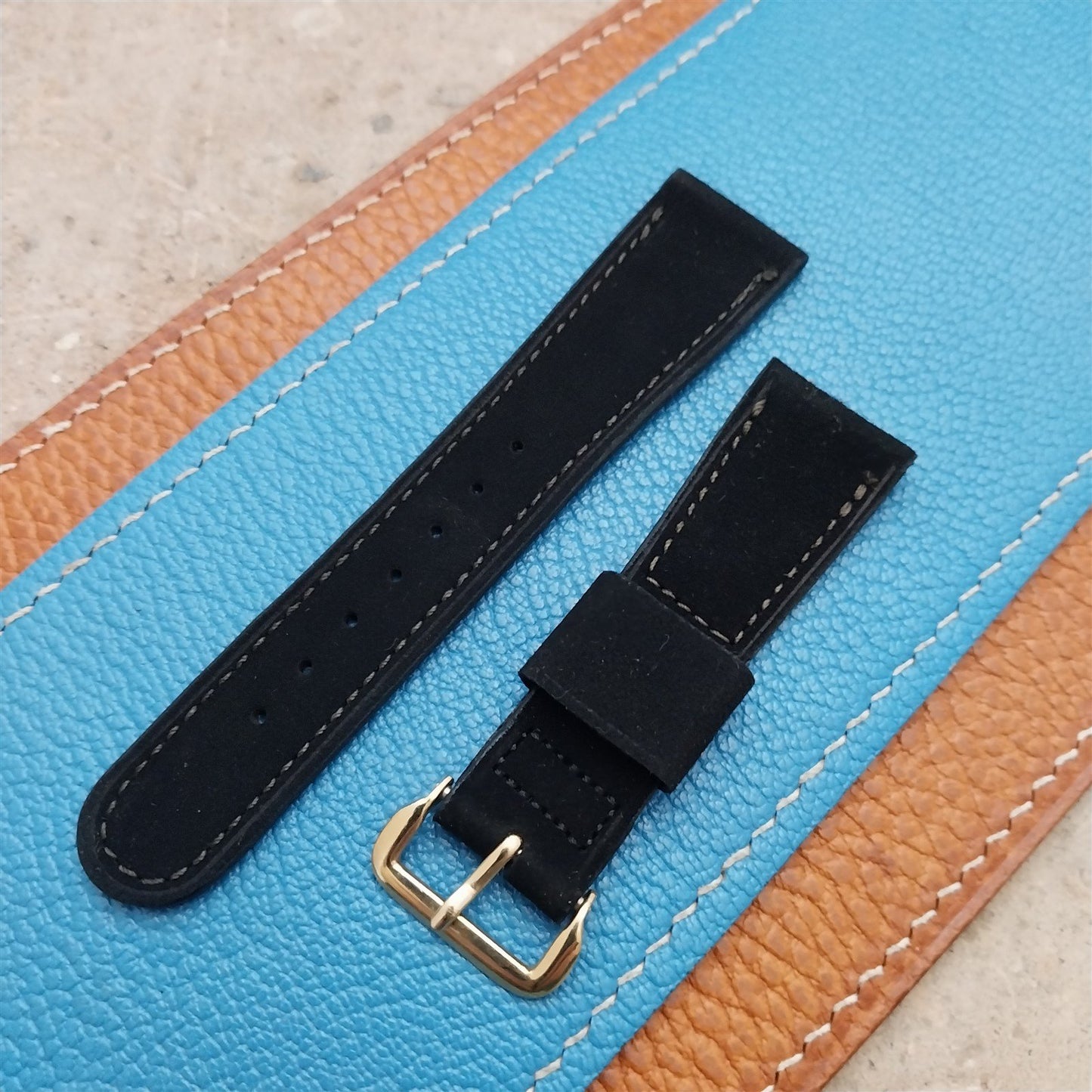 Vintage 18.6mm Gemex Unpadded Suede Short Unused 1950s Watch Strap