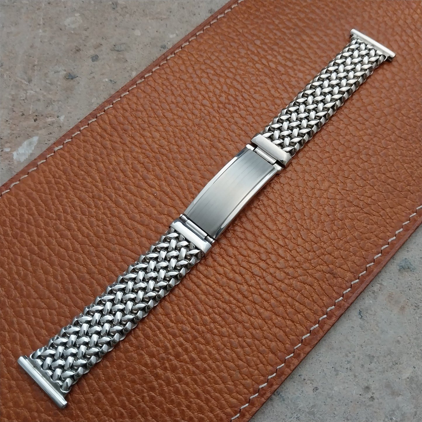 19mm 18mm 17mm 16mm White Gold-Filled Kreisler Mesh Vintage Watch Band