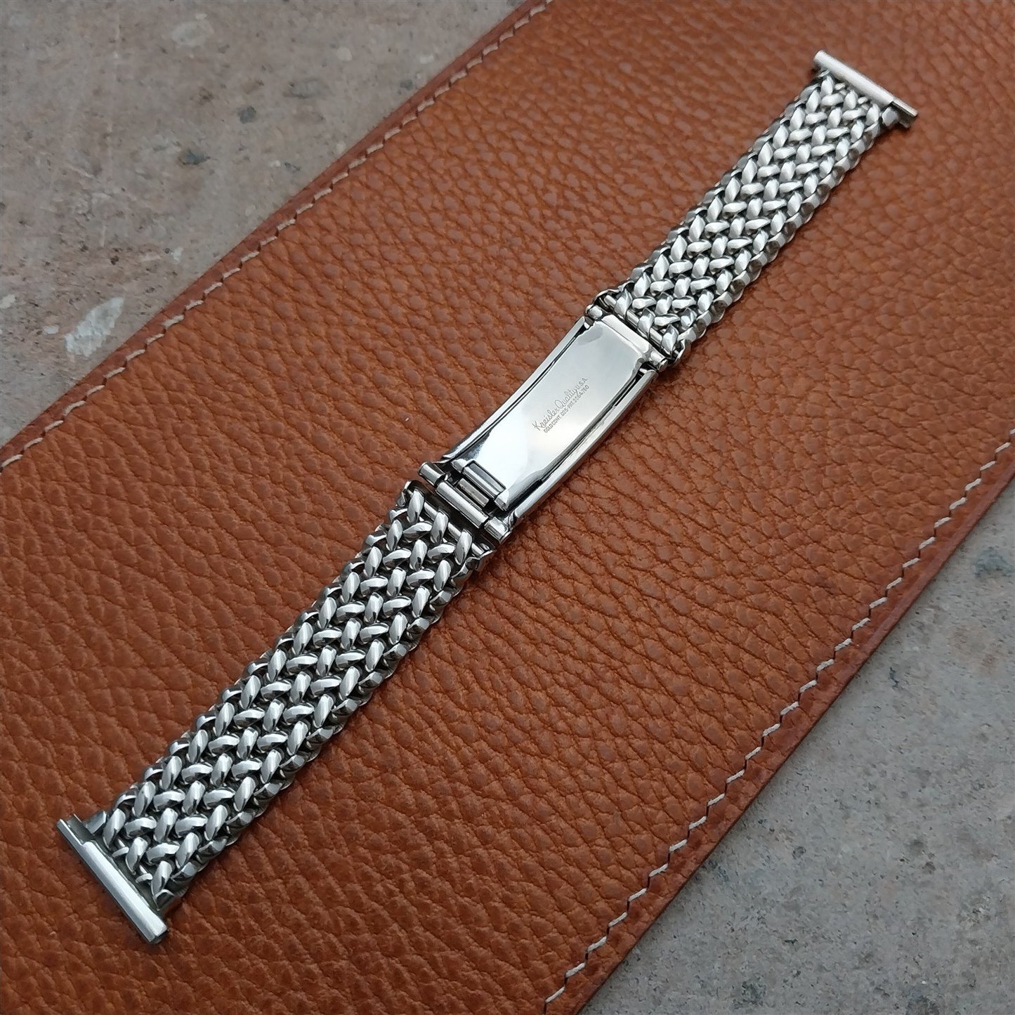 19mm 18mm 17mm 16mm Kreisler White Gold-Filled Mesh Vintage Watch Band
