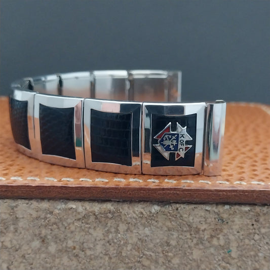 Knights of Columbus Flex-Let White Gold Filled & Lizard 1950s Vintage Watch Band