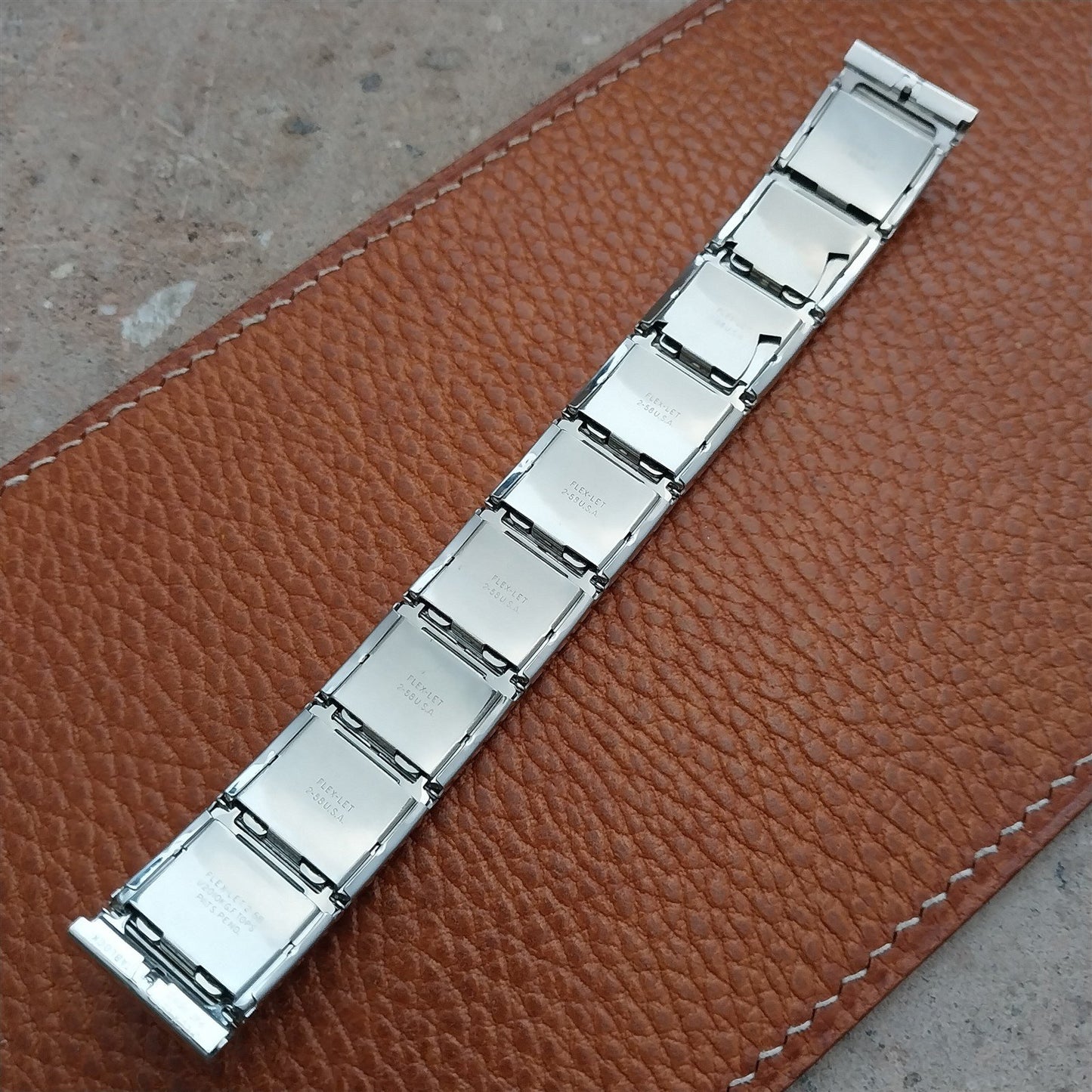 Knights of Columbus Flex-Let White Gold Filled & Lizard 1950s Vintage Watch Band