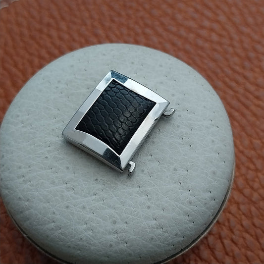 Flex-Let White Gold Filled & Lizard Vintage Watch Band Link