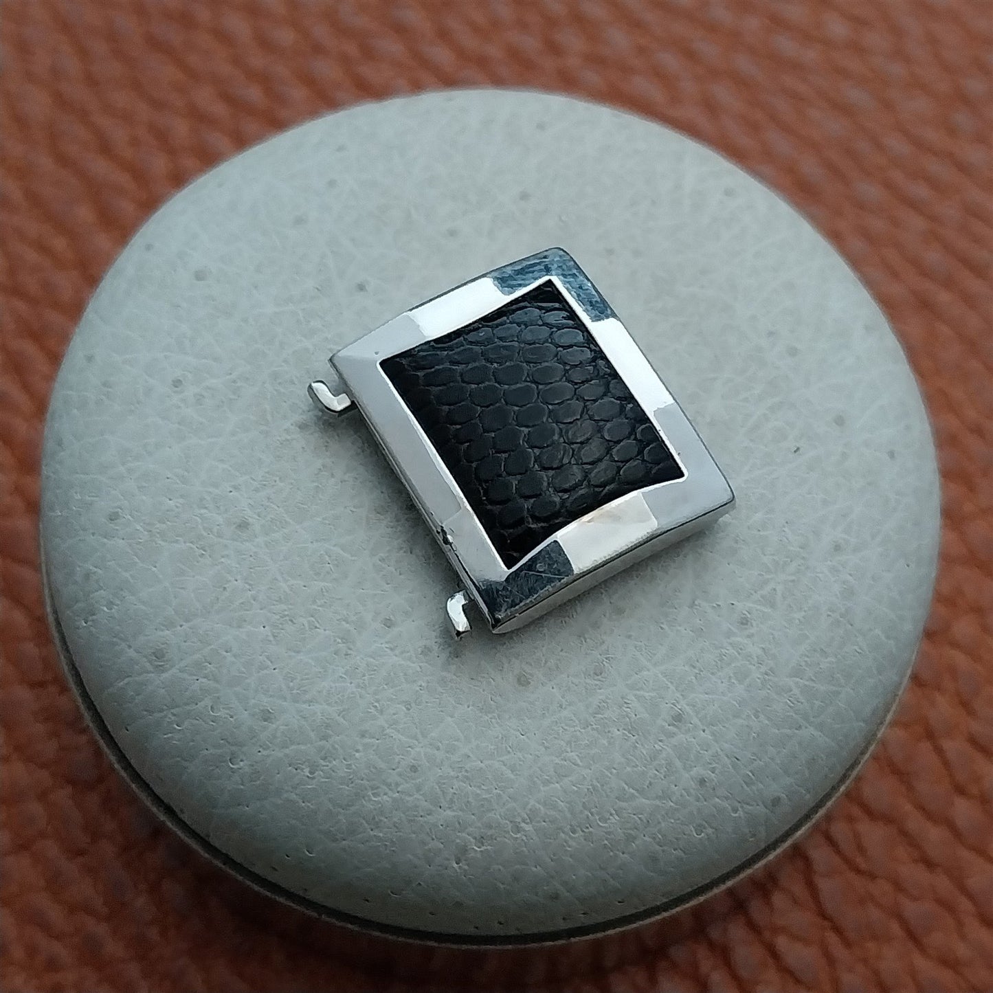 Flex-Let White Gold Filled & Lizard Vintage Watch Band Link