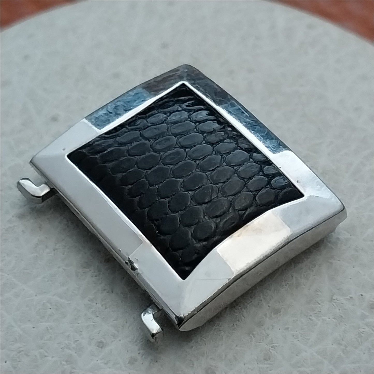Flex-Let White Gold Filled & Lizard Vintage Watch Band Link