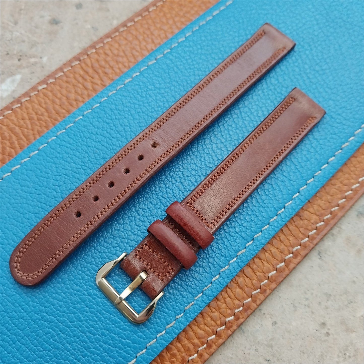 14mm 1940s Long California Saddle Leather Unused Vintage Watch Strap