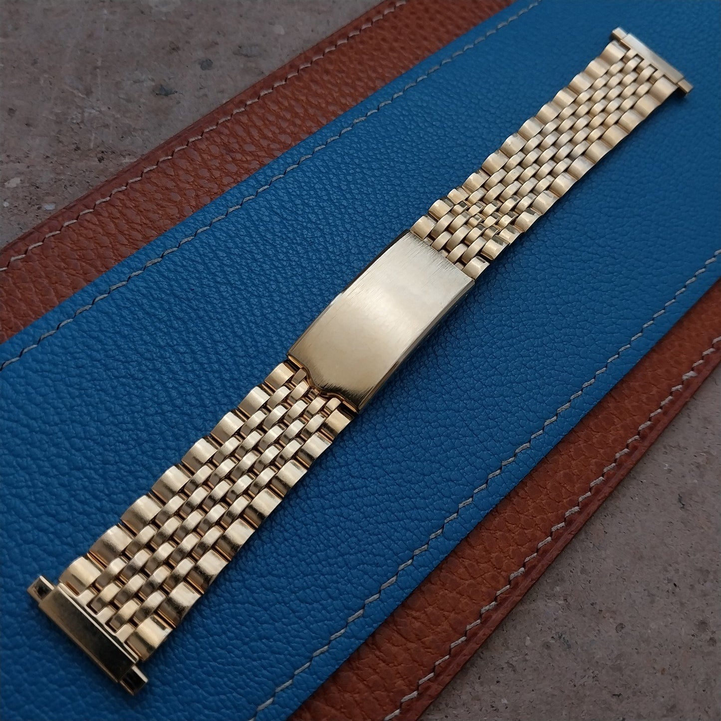 17mm 18mm 19mm 20mm Gold-Tone Beads of Rice 1970s Vintage Watch Band