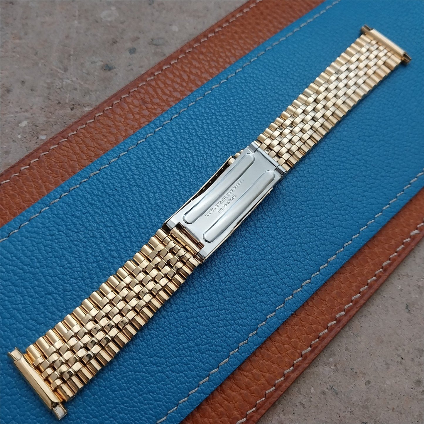 17mm 18mm 19mm 20mm Gold-Tone Beads of Rice 1970s Vintage Watch Band