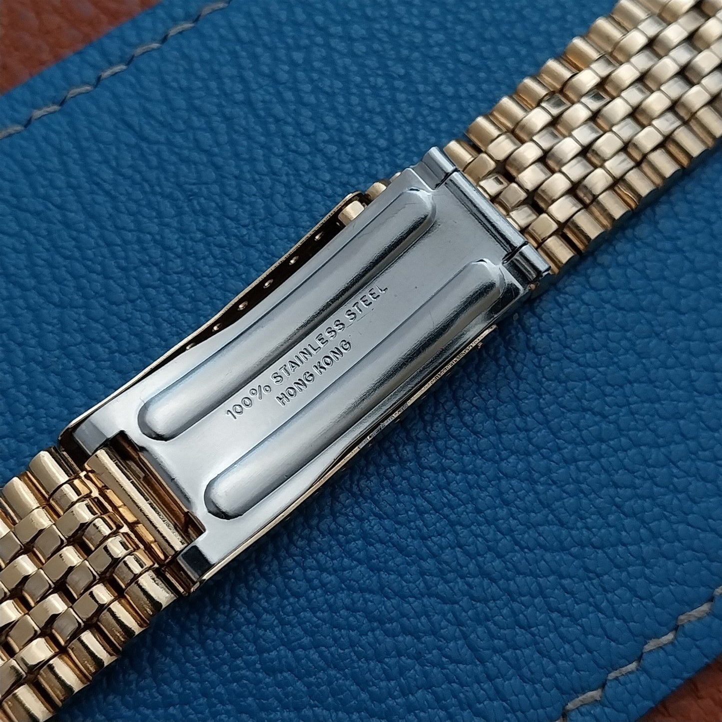 17mm 18mm 19mm 20mm Gold-Tone Beads of Rice 1970s Vintage Watch Band