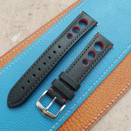 20mm Hirsch Rally Black & Red Buffalo Leather Unused 20/18 Watch Strap