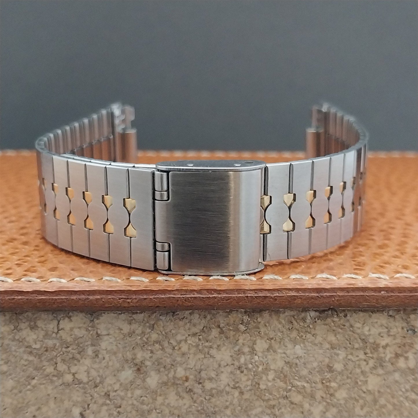 17mm Special Fit Flared Stainless & Gold-Tone nos Vintage Watch Band