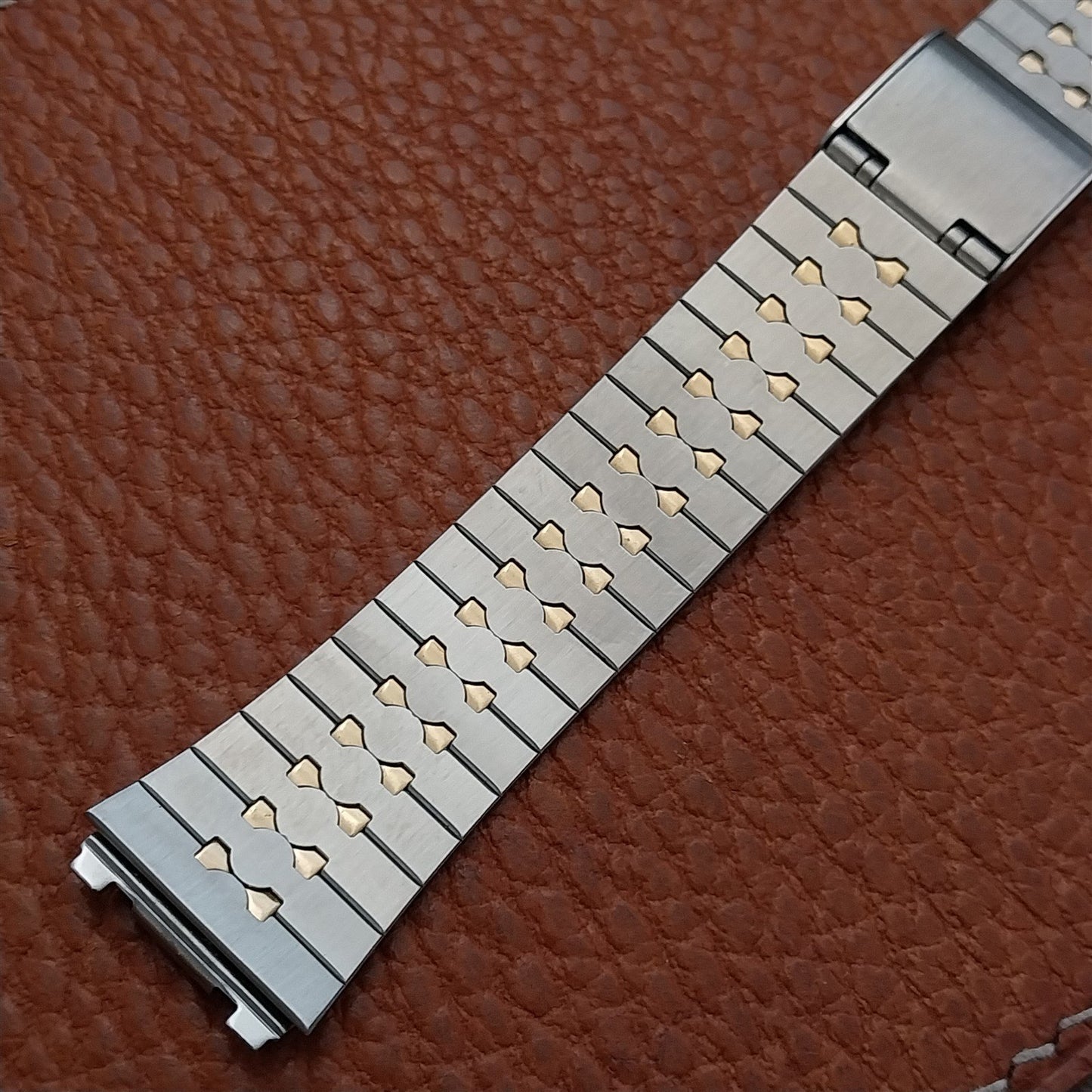 17mm Special Fit Flared Stainless & Gold-Tone nos Vintage Watch Band