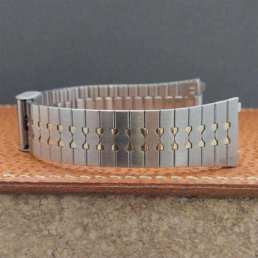 17mm Special Fit Flared Stainless & Gold-Tone nos Vintage Watch Band
